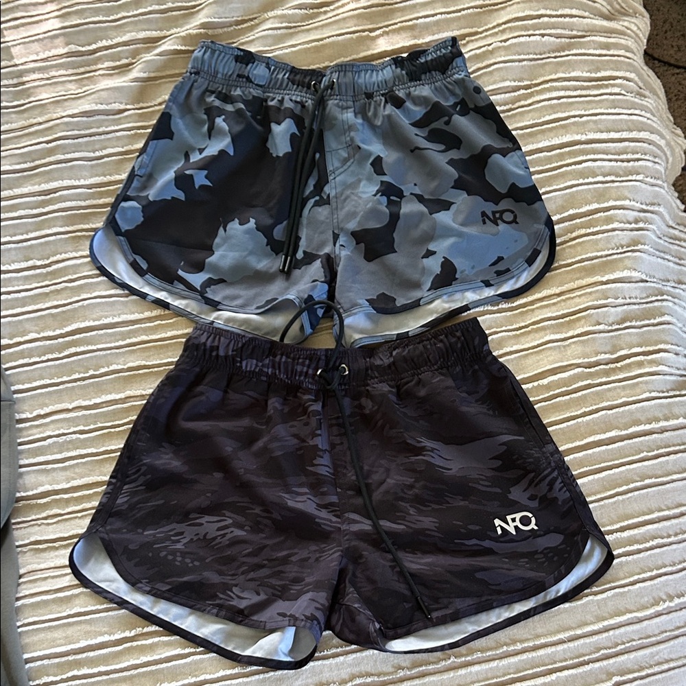 NWOT NFQ Women's Athletic Shorts - Blue and Black Camo - size small